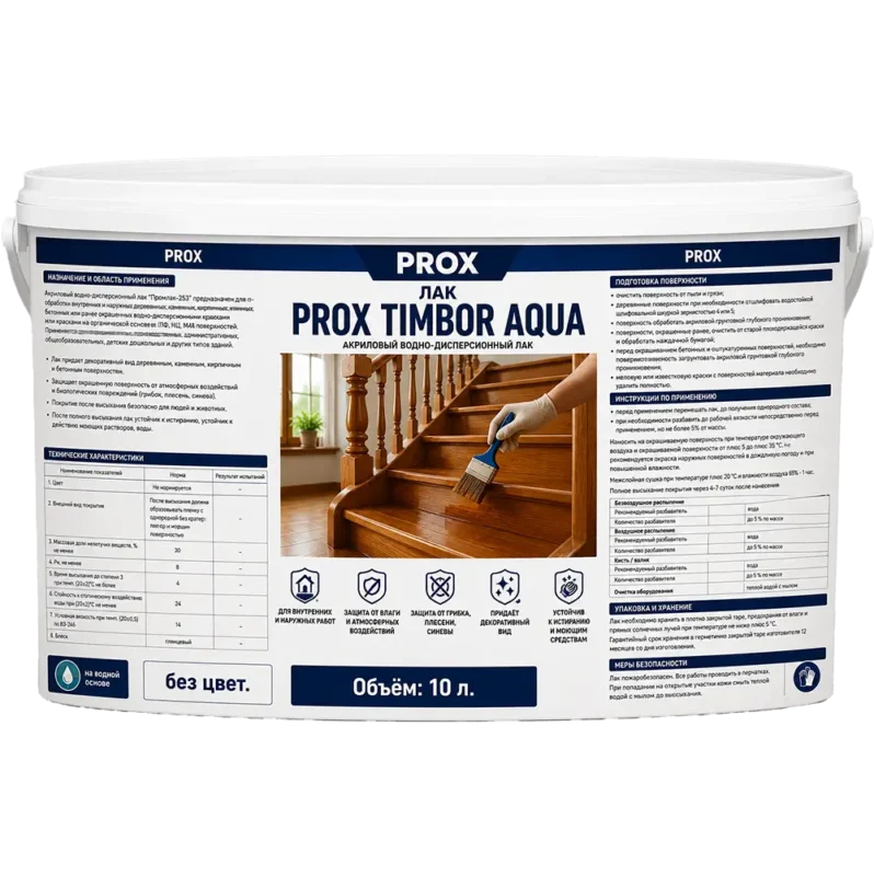 Лак акриловый PROX TIMBOR AQUA 10 л